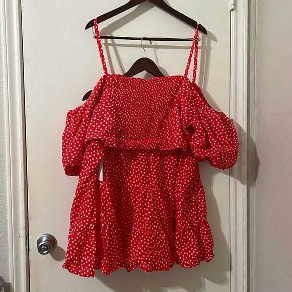 NWT ELOQUII Red Polka Dot Mini Skirt Tiered Ruffle Elastic Waist Size 26 Disney - Picture 4 of 11
